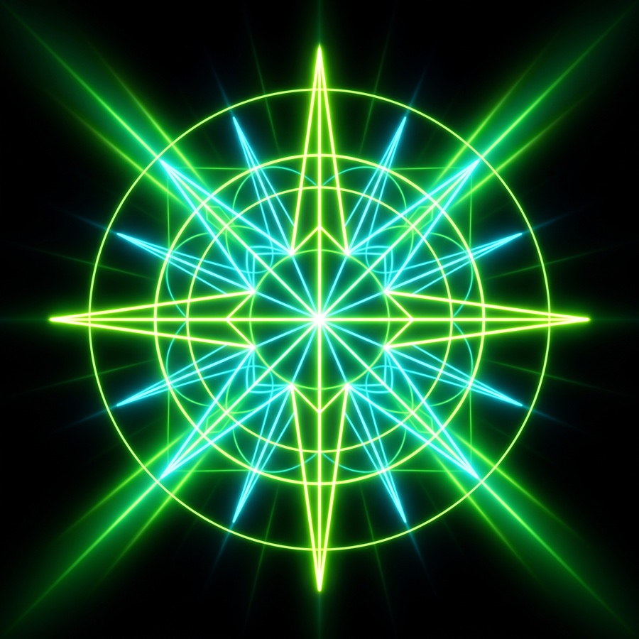 A single highlighted question in neon light — the daily guided question