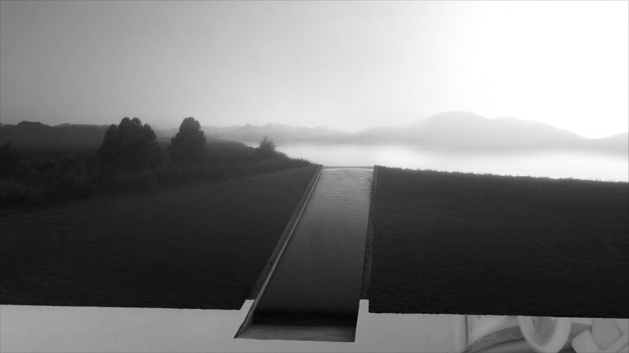 Black and white photo of a quiet path at sunrise, a sense of a new beginning